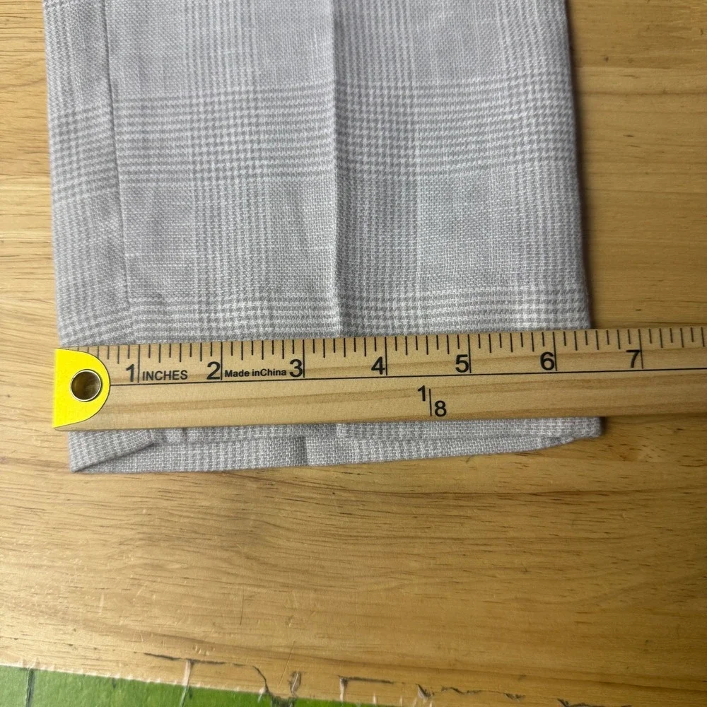Banana Republic LINEN Blend Tailored Fit Pants Mens 31x28 Grey Glen Plaid Flat